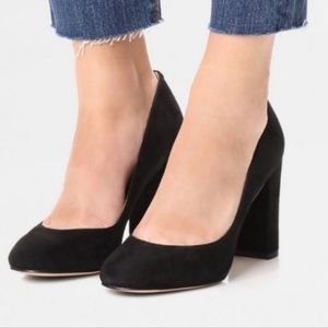 Sam Edelman Junie Black Leather Chunky Heels size 6